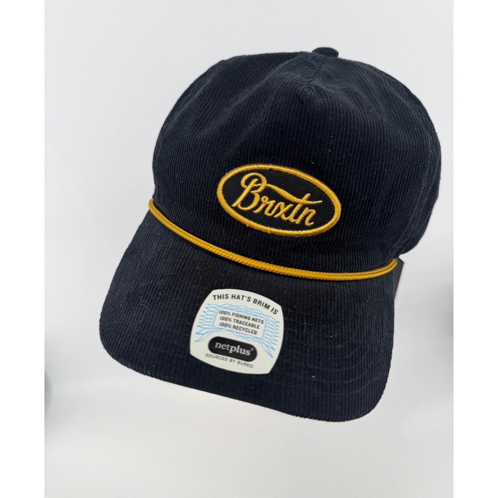 Brixton Parsons Netplus MP Snapback Hat Black Corduroy Gold Rope 11602 Mens OS‎